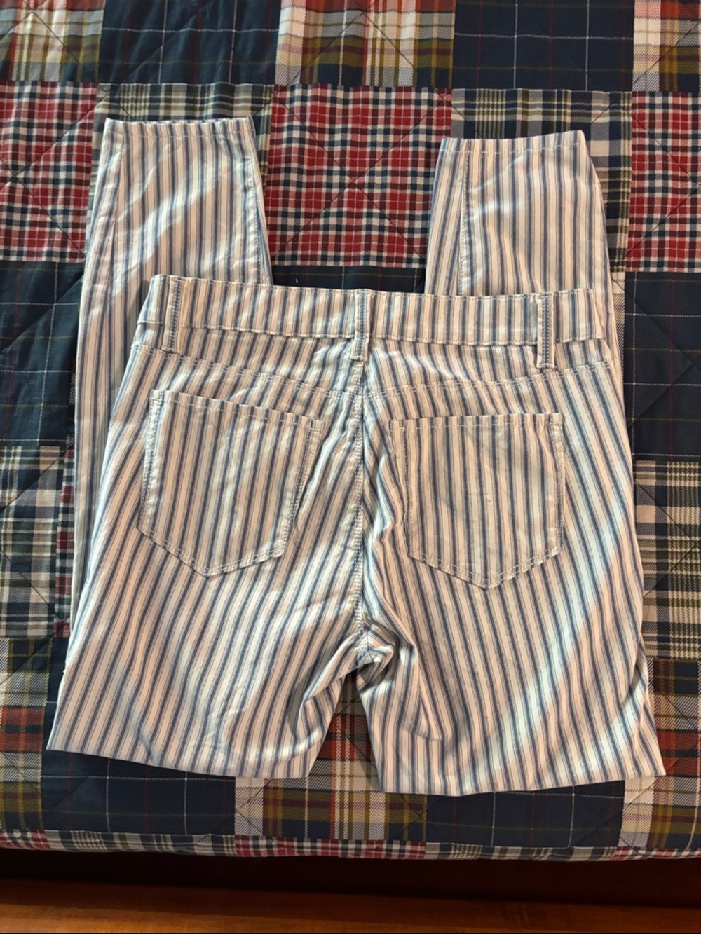 Ann Taylor Blue & White Striped ankle pants - Picture 4 of 5
